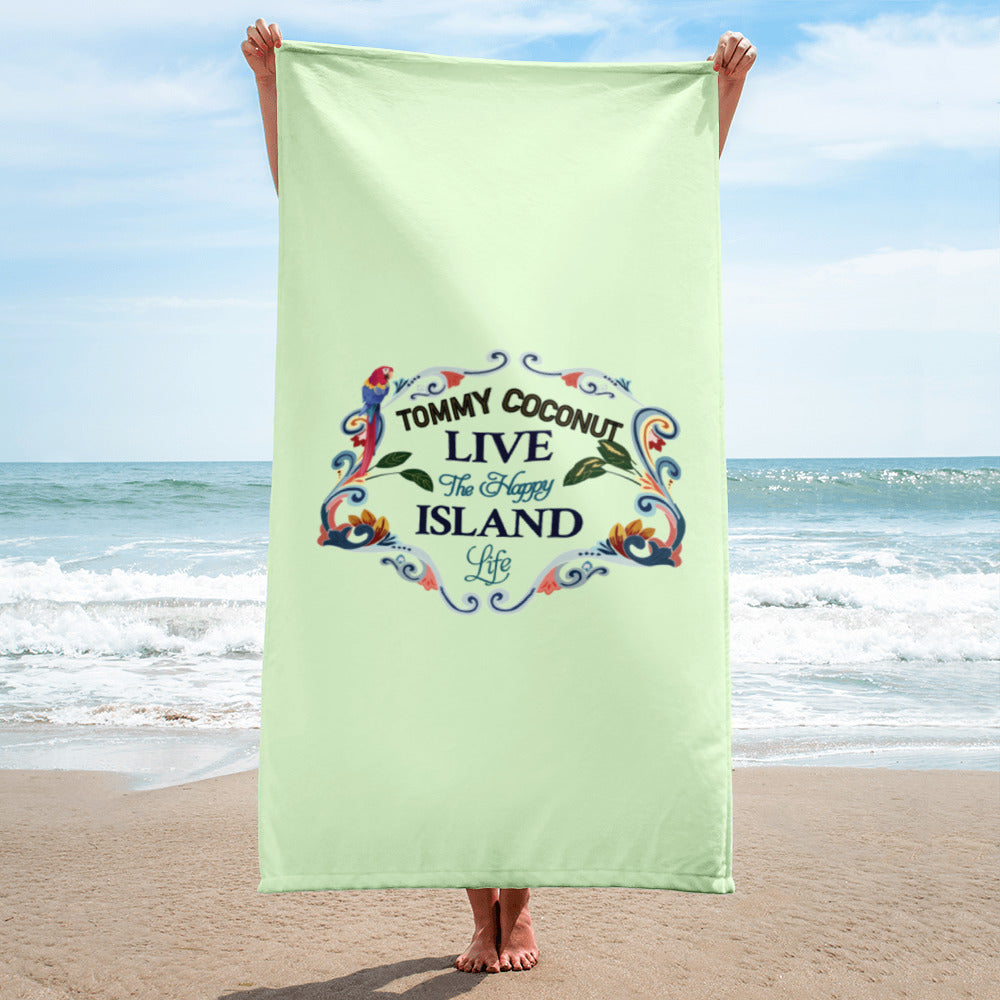 Tommy Coconut LIVE THE HAPPY ISLAND LIFE Towel