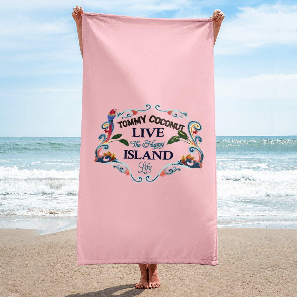 Tommy Coconut LIVE THE HAPPY ISLAND LIFE Towel