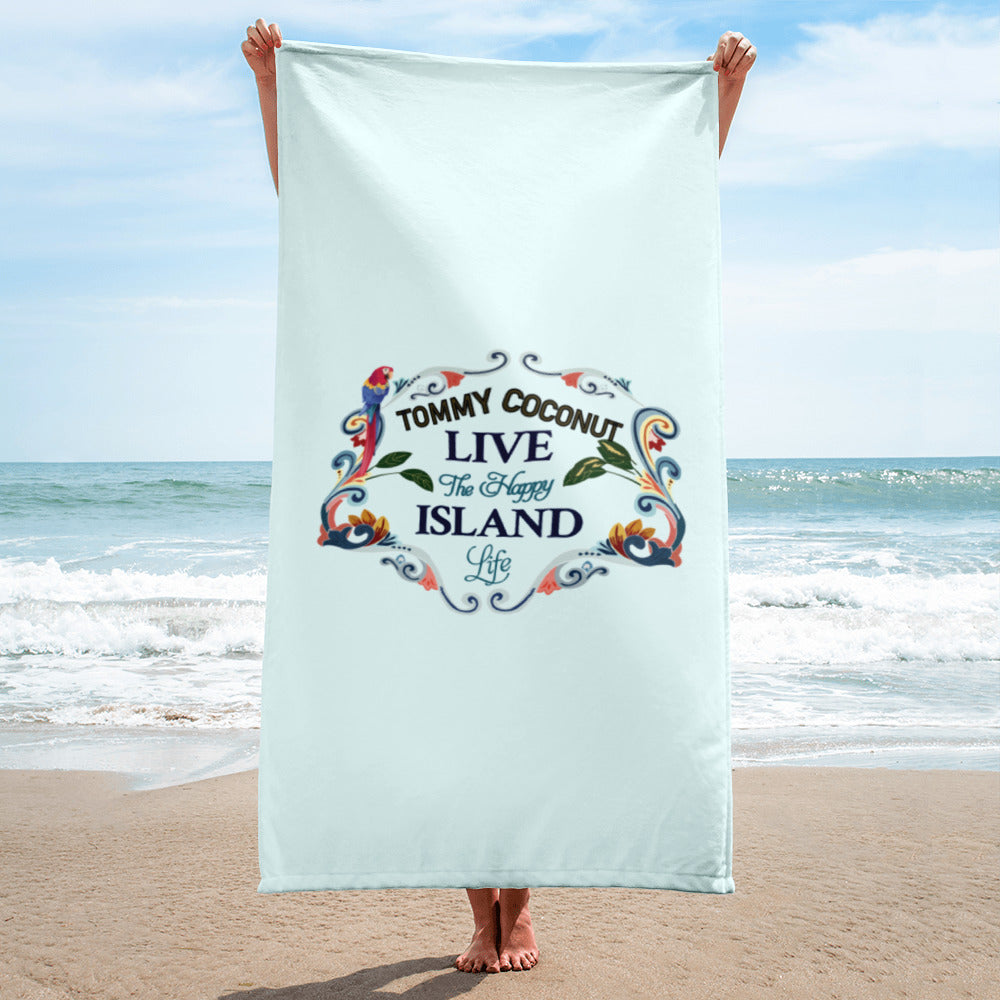 Tommy Coconut LIVE THE HAPPY ISLAND LIFE Towel